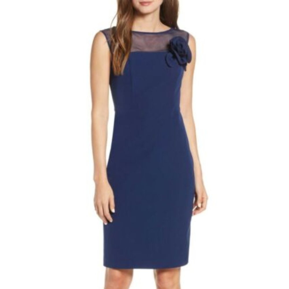 Harper Rose Illusion Neck Laguna Crepe Dress 16